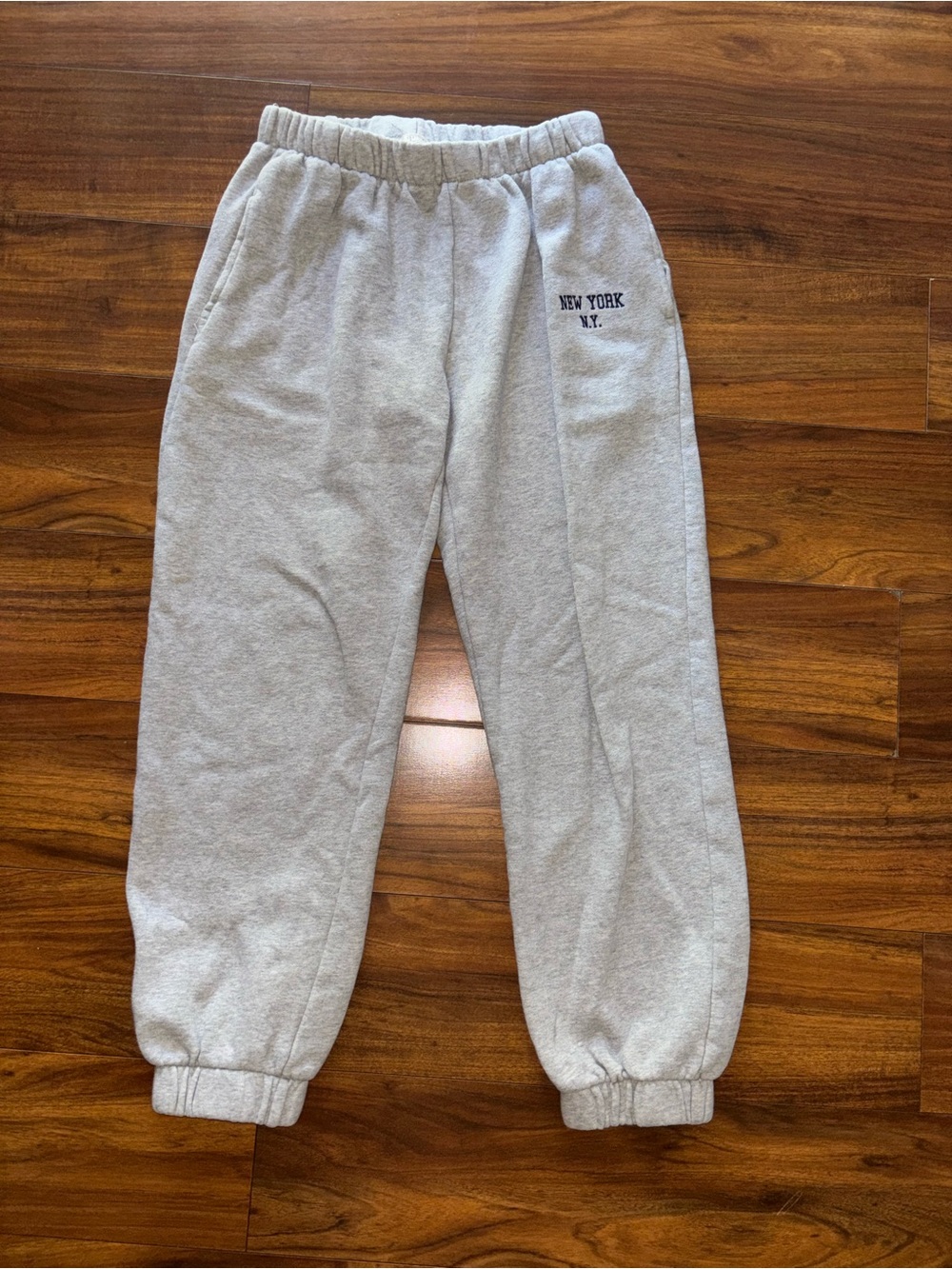 Brandy Melville Light Gray 'New York N.Y.' Fleece Joggers